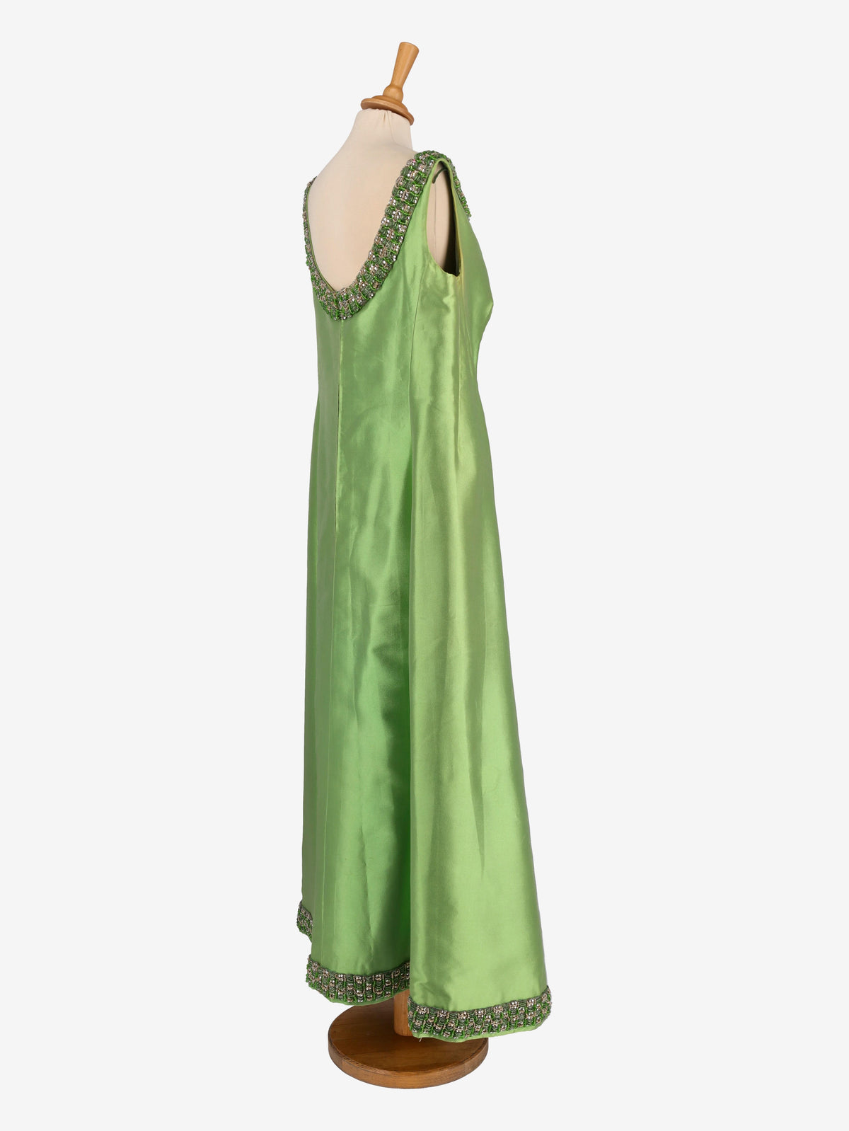 Satin Beaded Long Dress - 60s M1701749  Vintage 