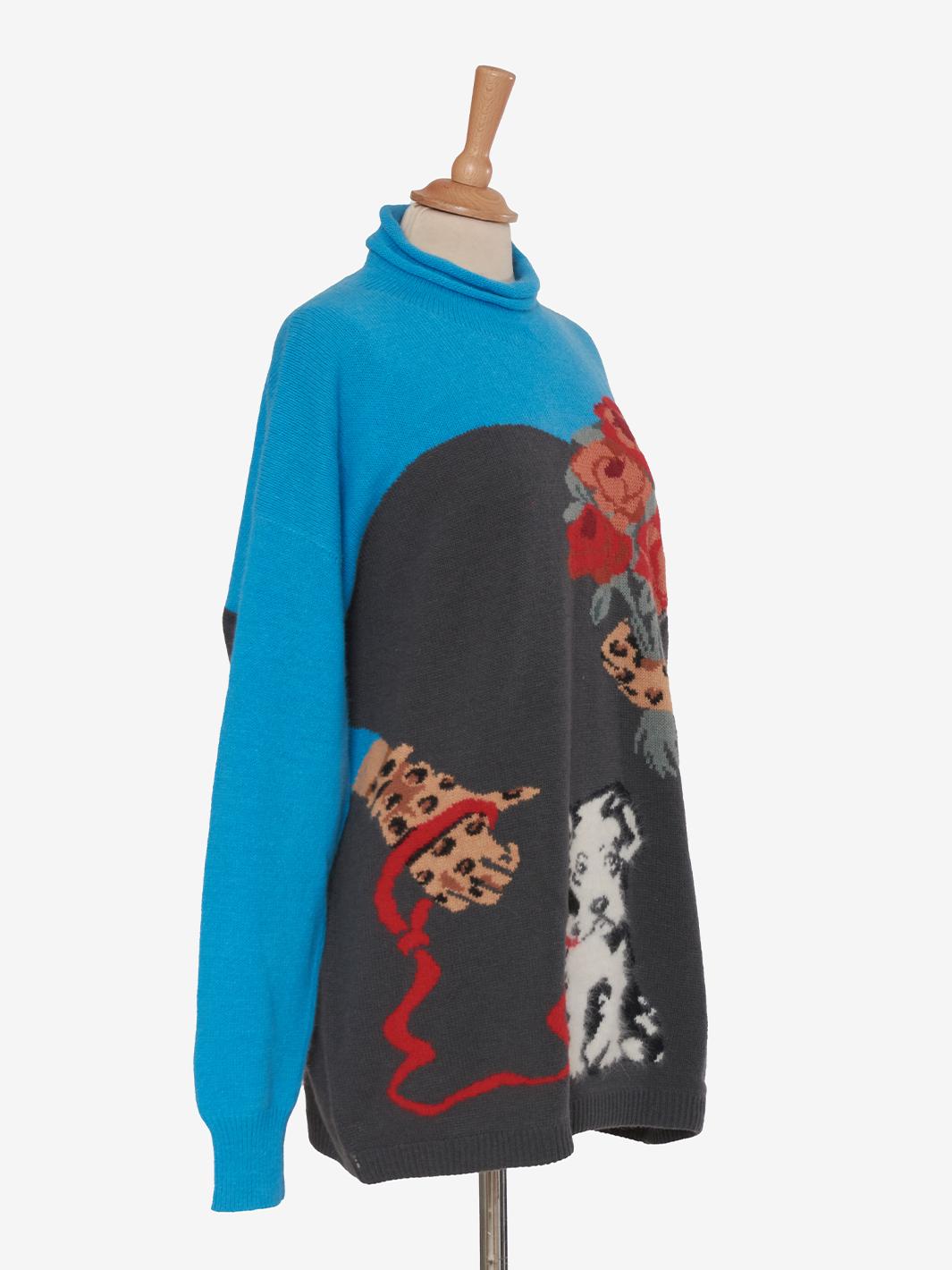 Krizia Maglia con ricamo fiori e cani