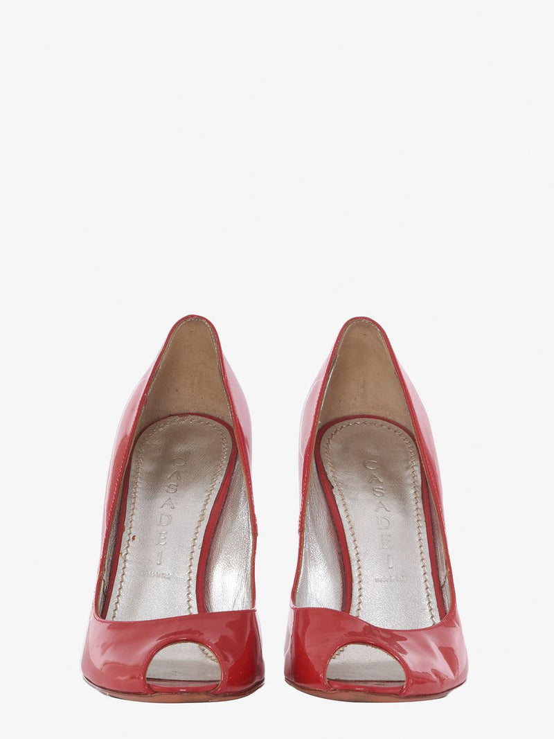 Casadei red patent leather open toe wedge CVM22.81.2  Casadei 