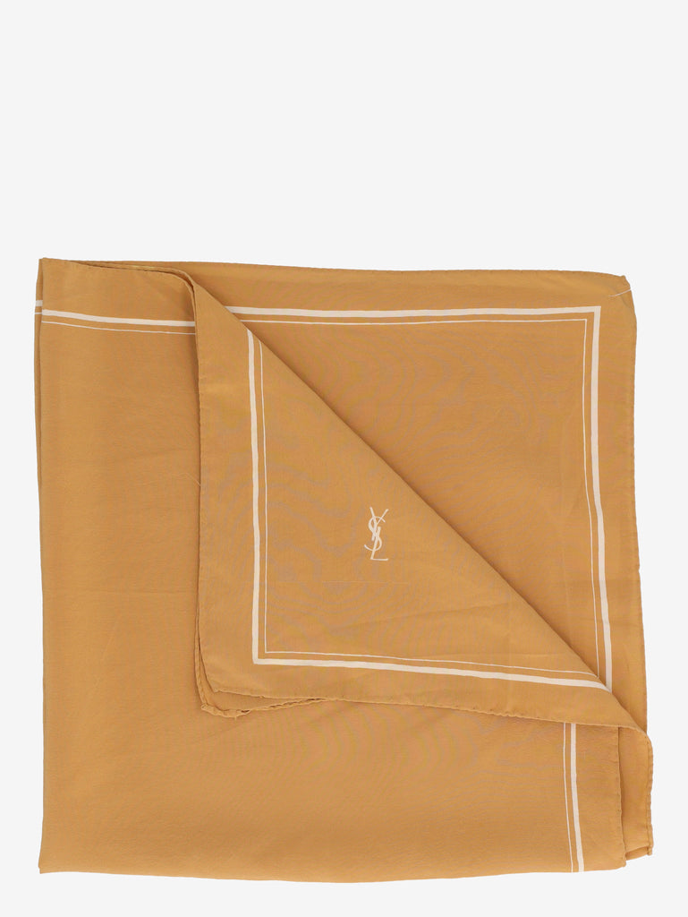 Yves Saint Laurent Beige Square Scarf with Logo Border W150626.31  Yves Saint Laurent 