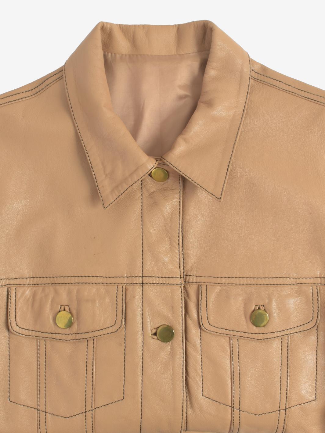 Vintage Beige Leather Jacket