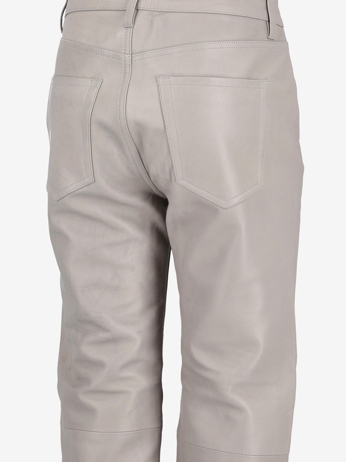 Vintage Grey Leather Straight-Leg Pants W7426.52  Vintage 