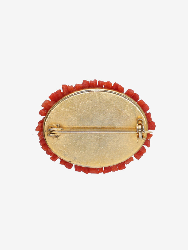 Vintage Red Coral-Inspired Cluster Brooch WCV13032025.48.23  Vintage 