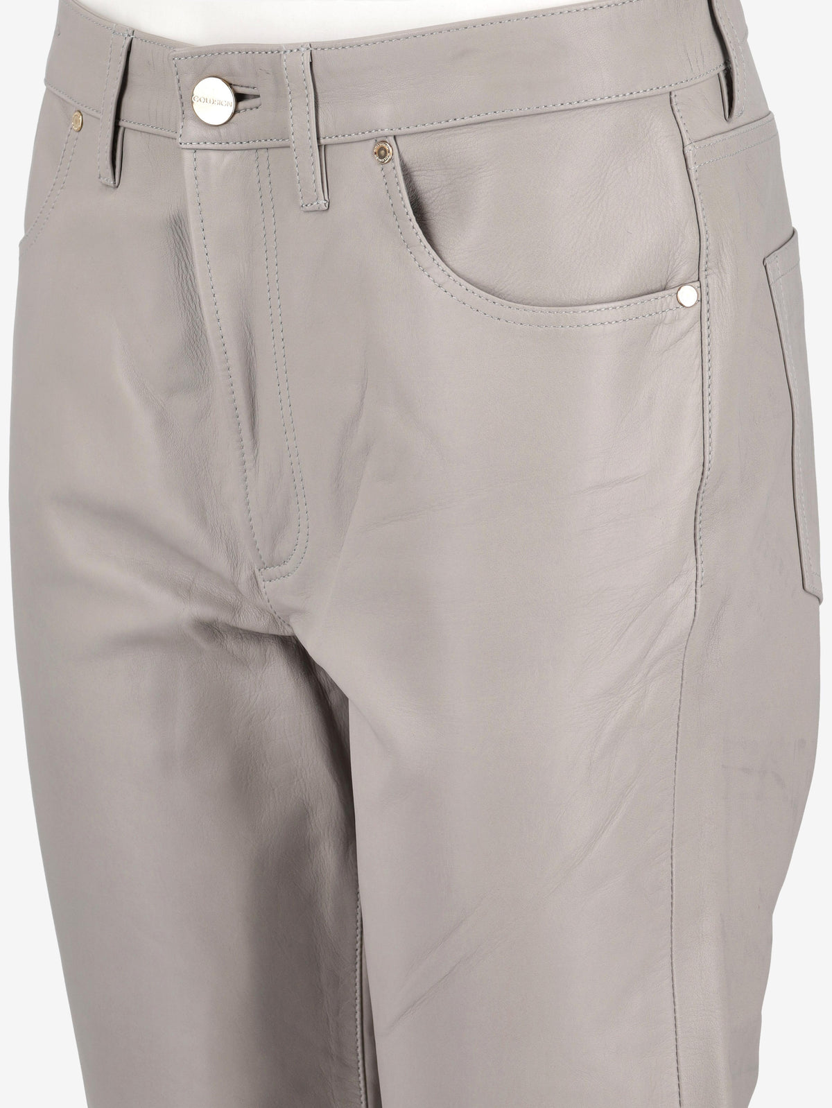 Vintage Grey Leather Straight-Leg Pants W7426.52  Vintage 