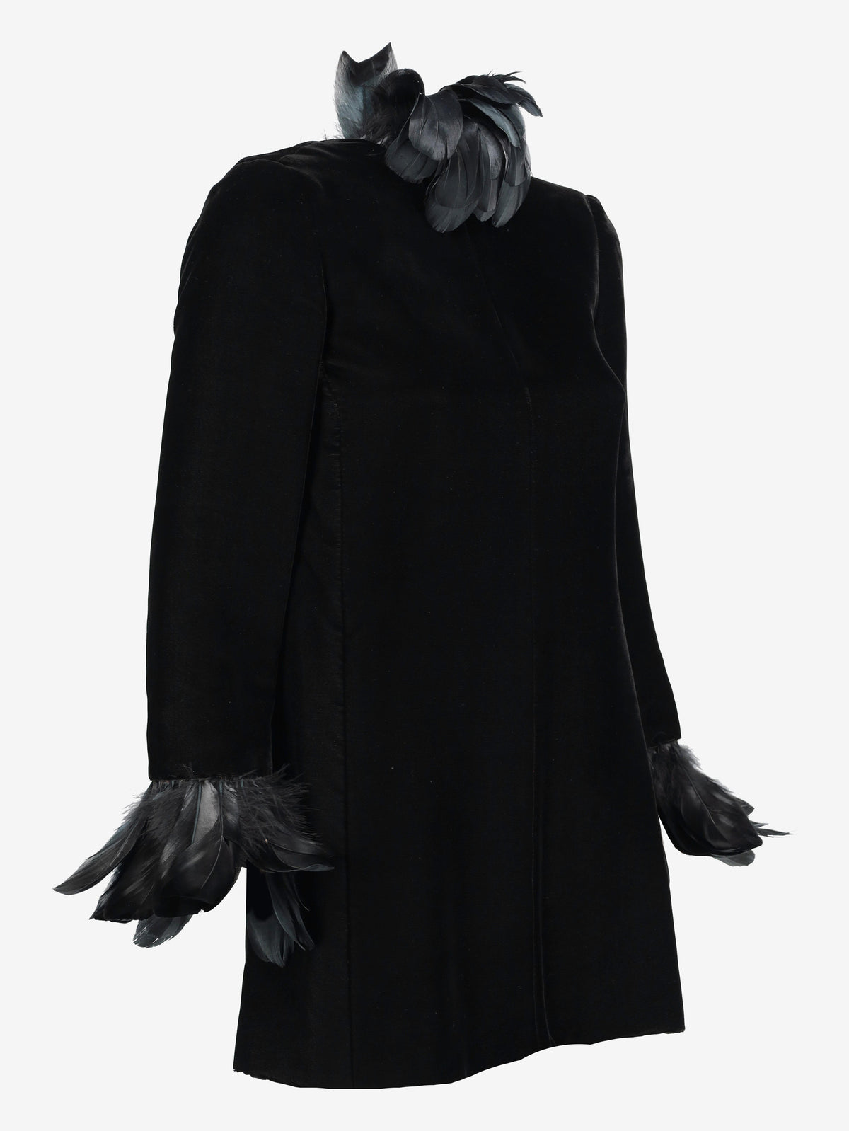 Valentino Boutique - Velvet Mini Dress with Feather Details MZ1902457  Valentino 