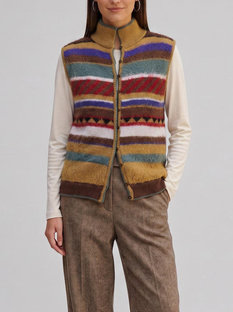 Enrico Coveri Multicolored Striped Sweater Vest MR241025.10  Enrico Coveri 