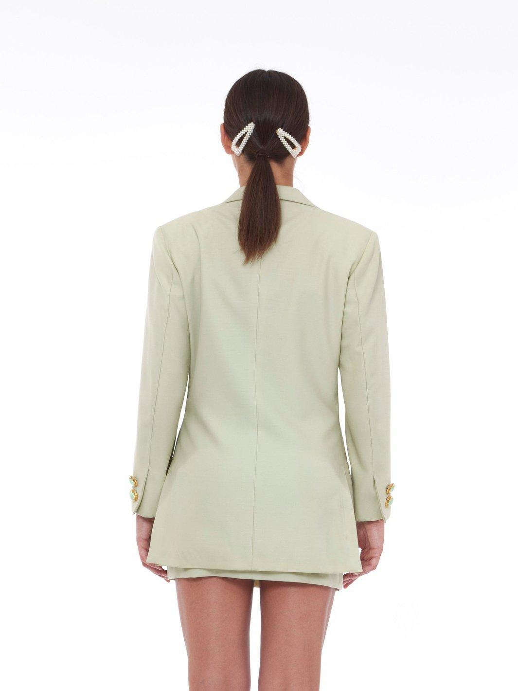 1990s Gianni Versace light green jacket and skirt suit in cool wool CVM22.12.3  Gianni Versace 