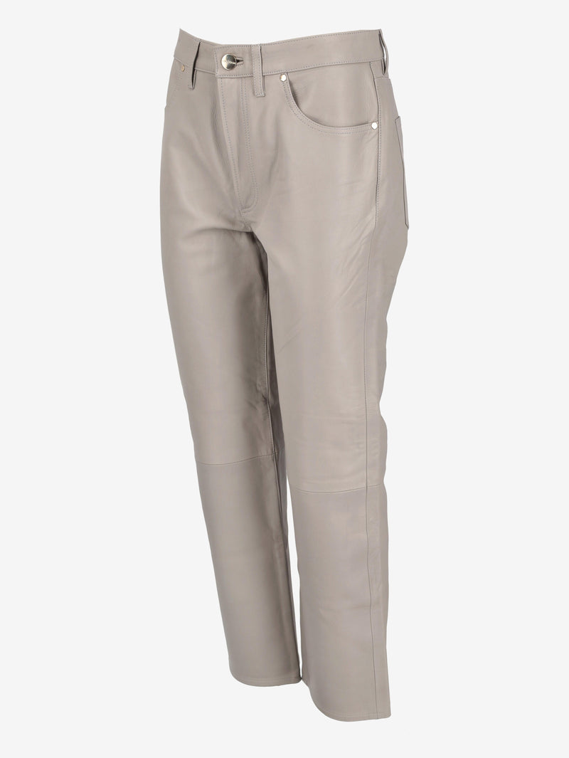 Vintage Grey Leather Straight-Leg Pants W7426.52  Vintage 
