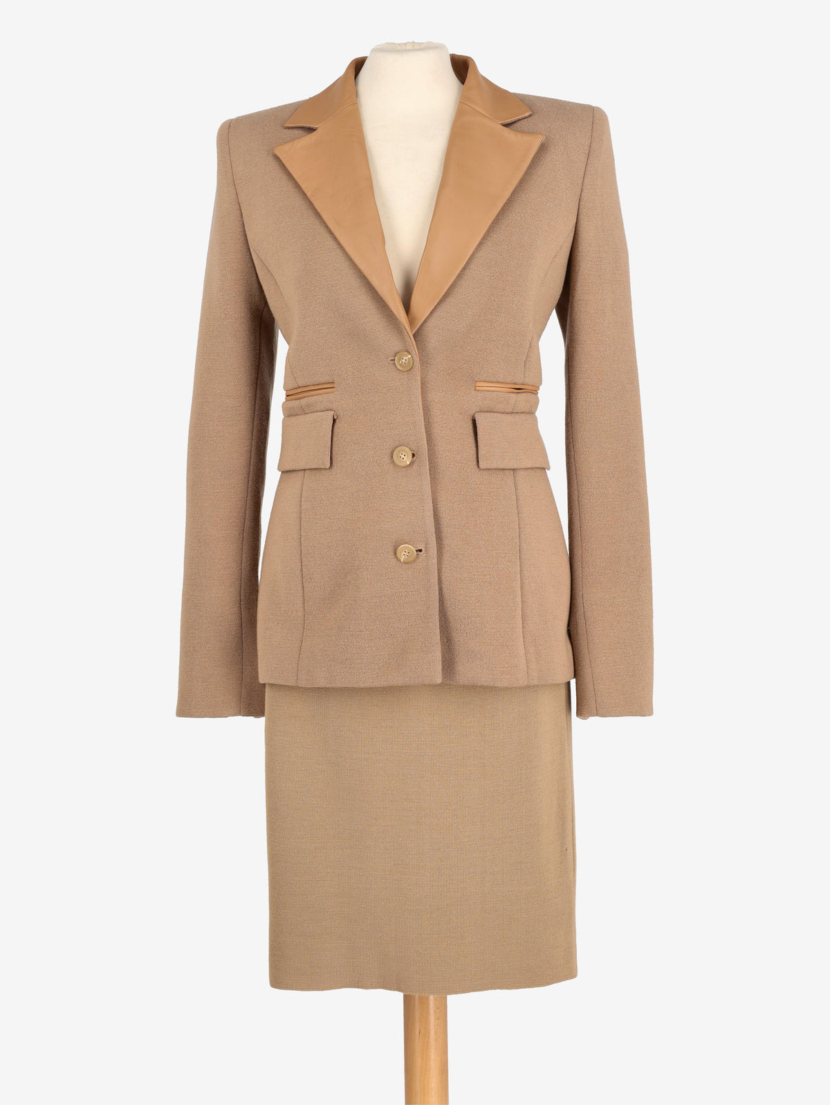 Basile Beige Two-Piece With Leather Inserts W2511.55  Vintage 