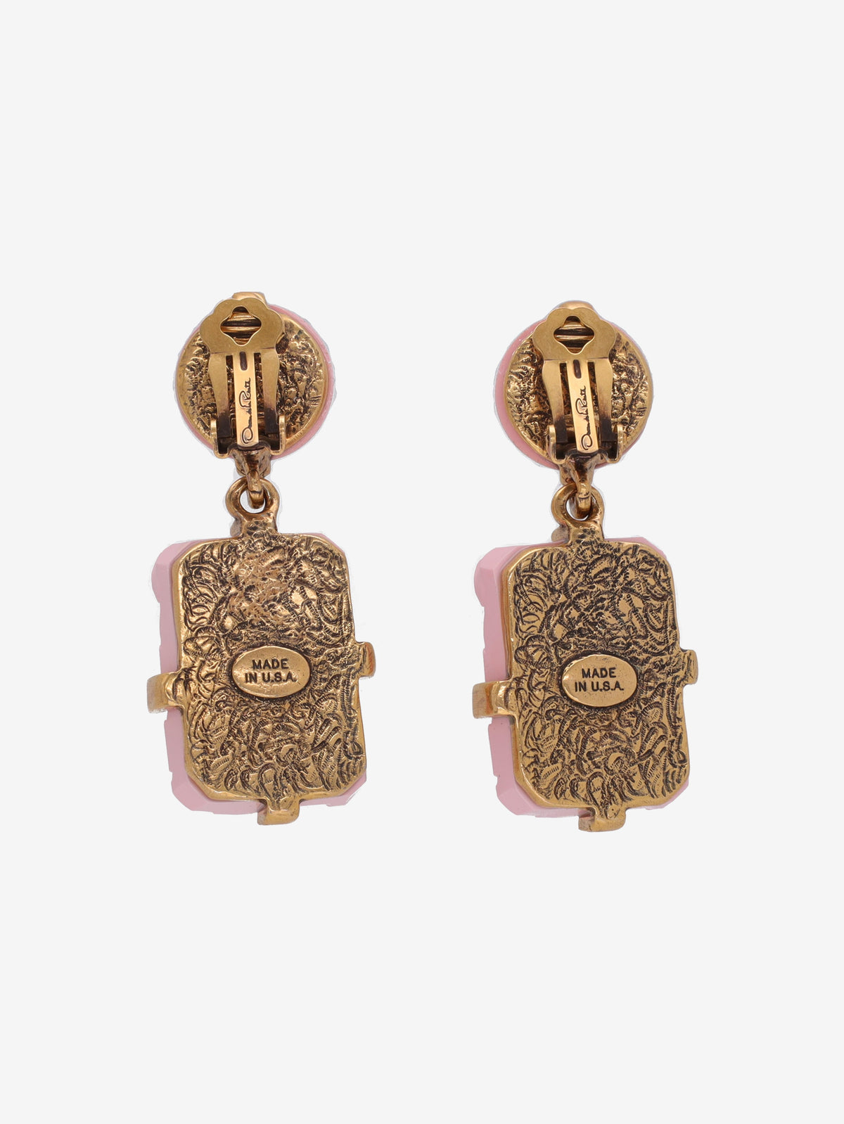 Oscar de la Renta Pink Gemstone Drop Earrings W13426.57  Oscar de la Renta 