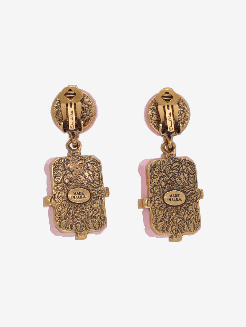 Oscar de la Renta Pink Gemstone Drop Earrings W13426.57  Oscar de la Renta 
