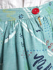 Gonna midi ispirata agli anni '50 in cotone verde acqua con motivo astratto