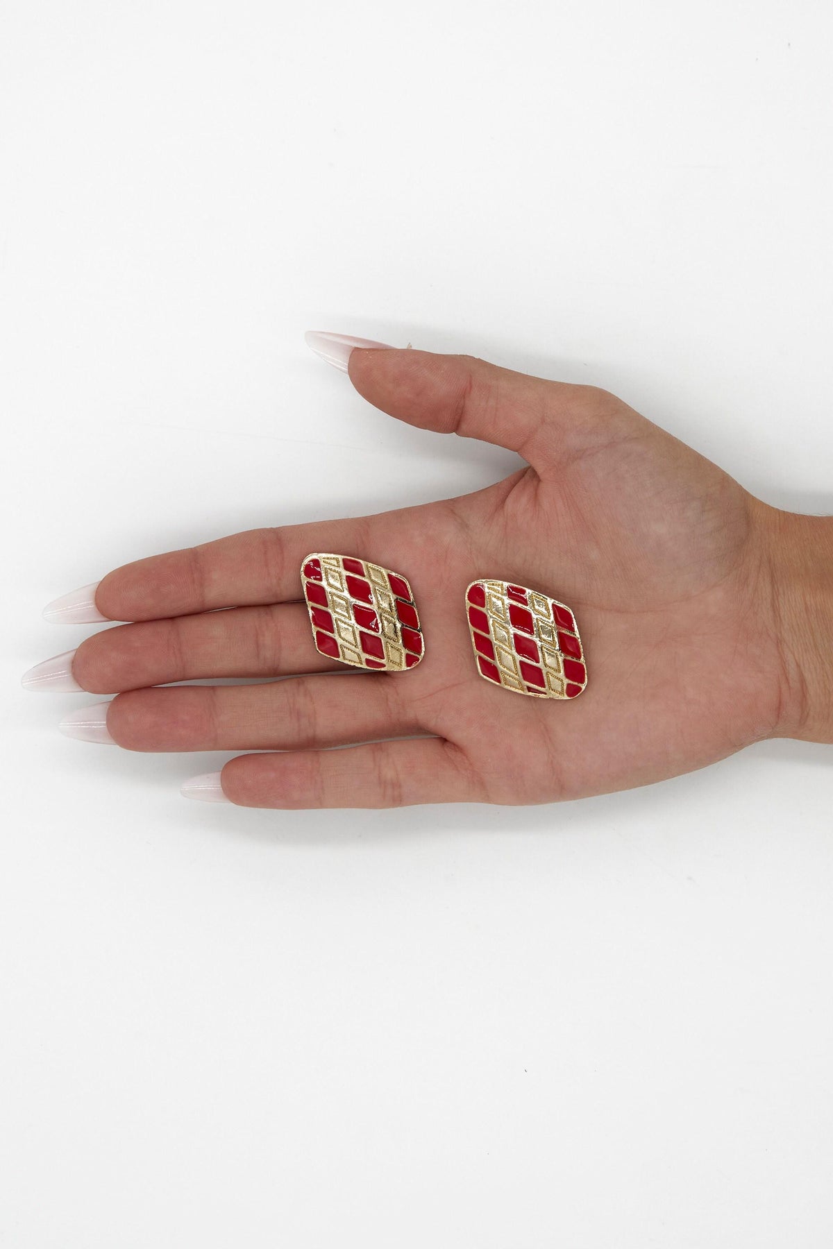 Vintage 70s Rhomboid Clip-on Earrings W2202222  Vintage 