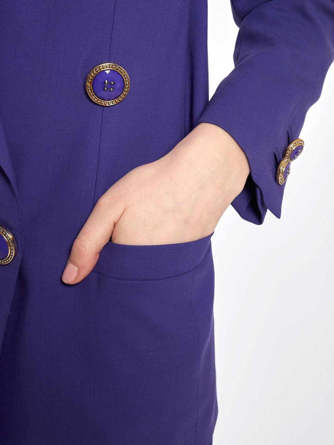 1980s Gianni Versace purple women suit in wool with large buttons W2203173  Versace 