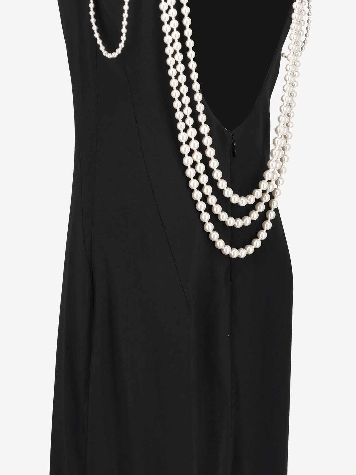 Dsquared2 Black Open-Back Long Nightgown with Faux Pearl Detail CVM26.23.27  Dsquared² 