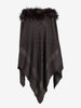 Vintage Wool Poncho With Fur Collar
