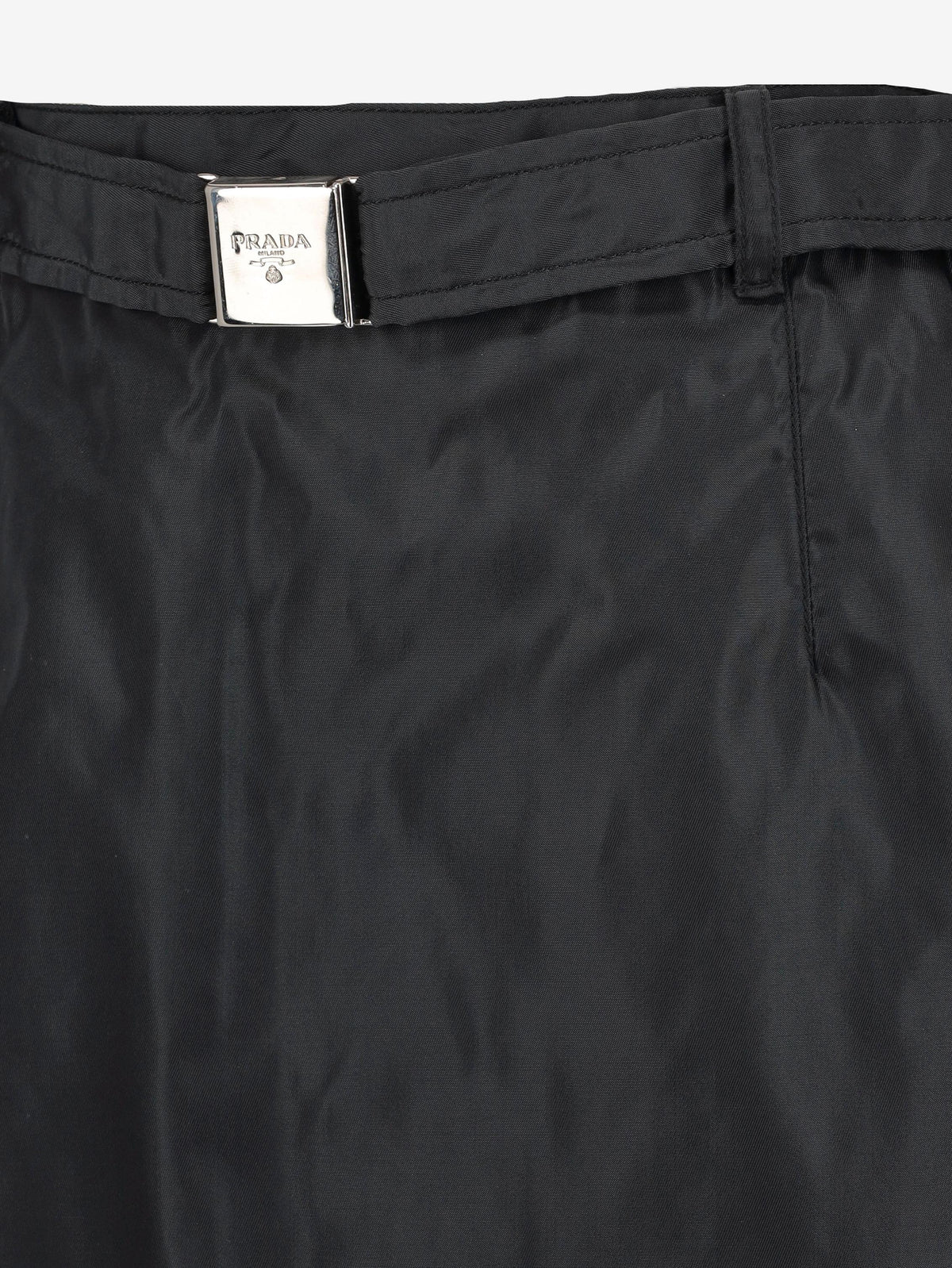 Prada Mid-Length Nylon Skirt with Logo Belt W7426.48  Prada 