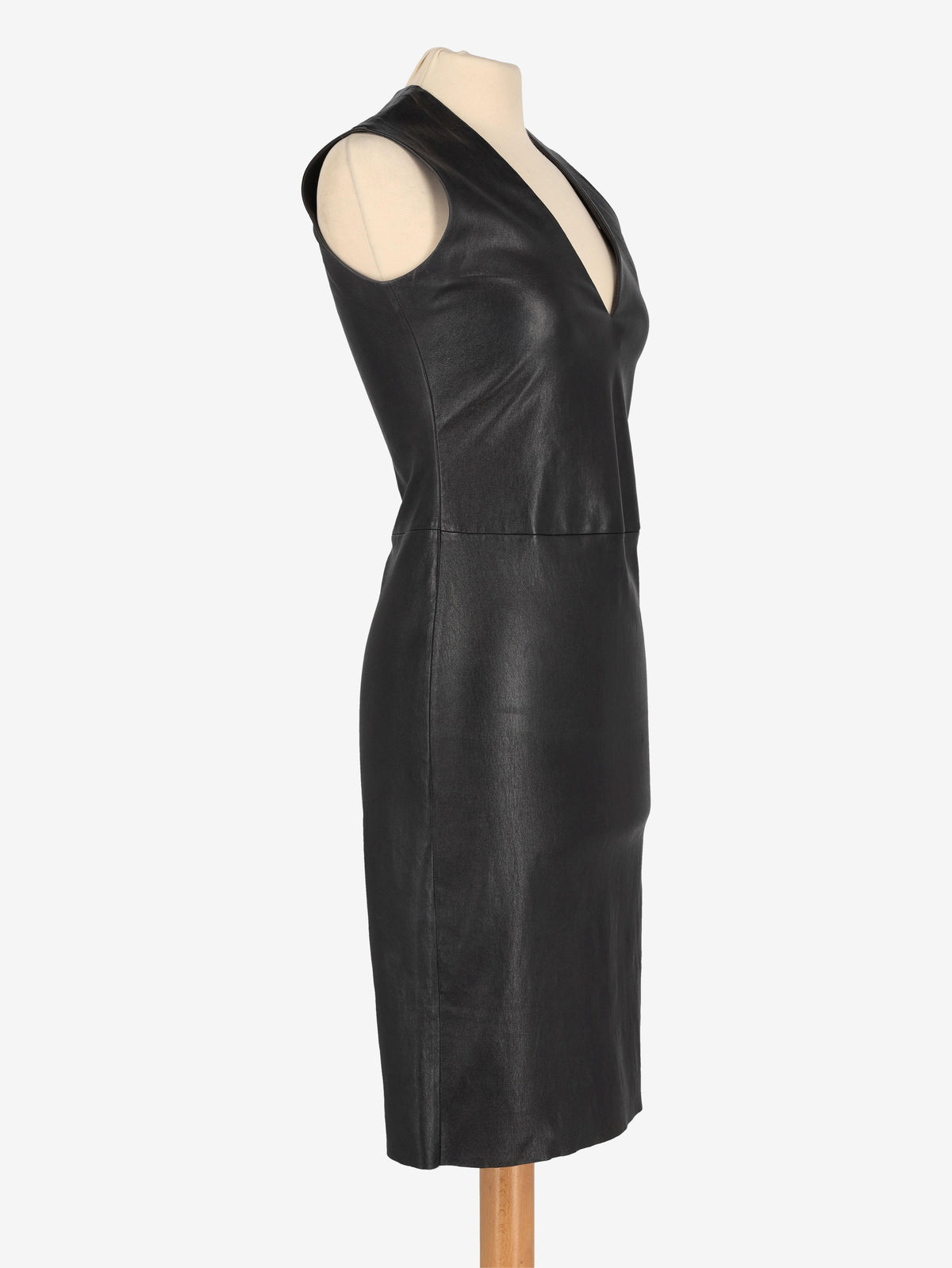 Prada V-Neck Dress in Black Leather WCV161224_67  Prada 