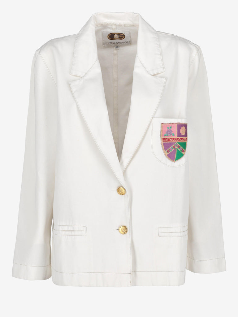 Vintage Lightweight Cotton Blazer with Crest Detail W150626.21  Vintage 