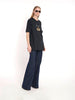 1990s Anna Molinari Blumarine blue T-shirt with beads and rhinestones Z101116  Blumarine 