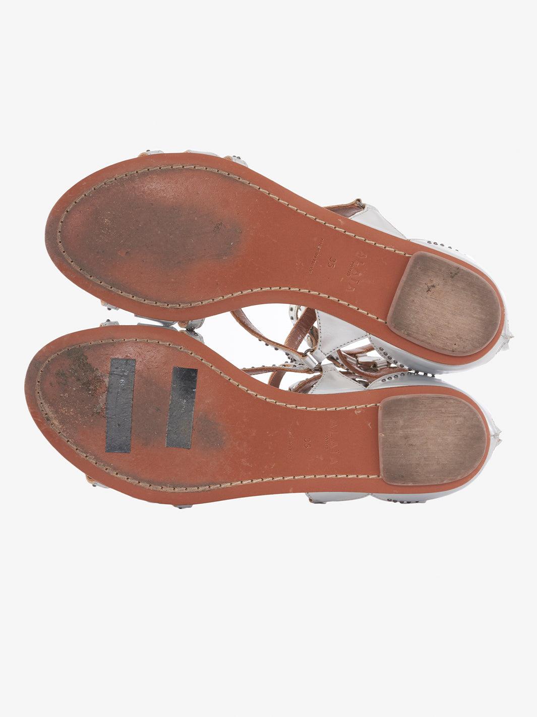 Silver studded leather Alaïa slave sandals CVM22.81.1  Alaïa 