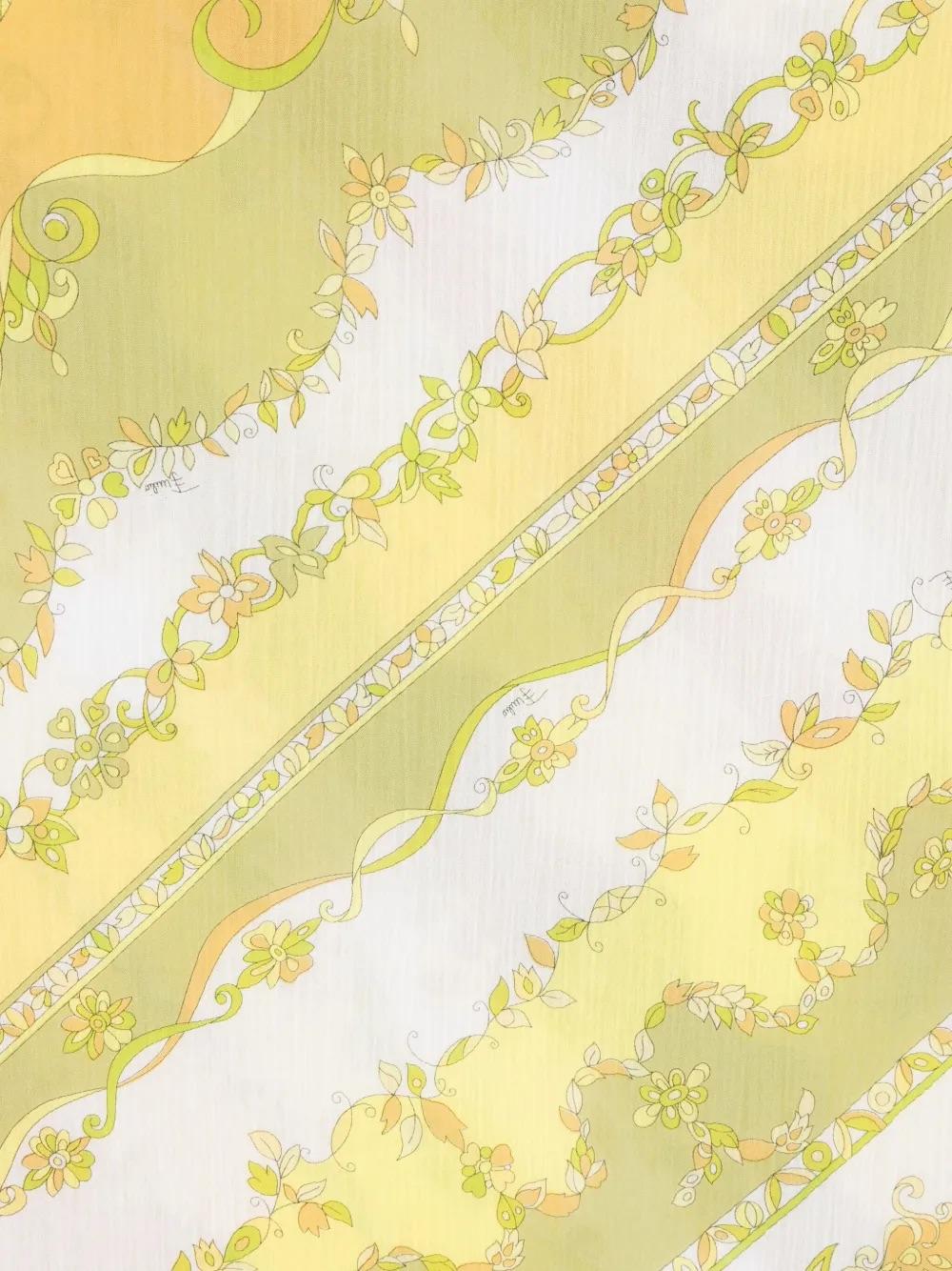 Pucci Floral Striped Cotton Scarf WCV241090  Emilio Pucci 