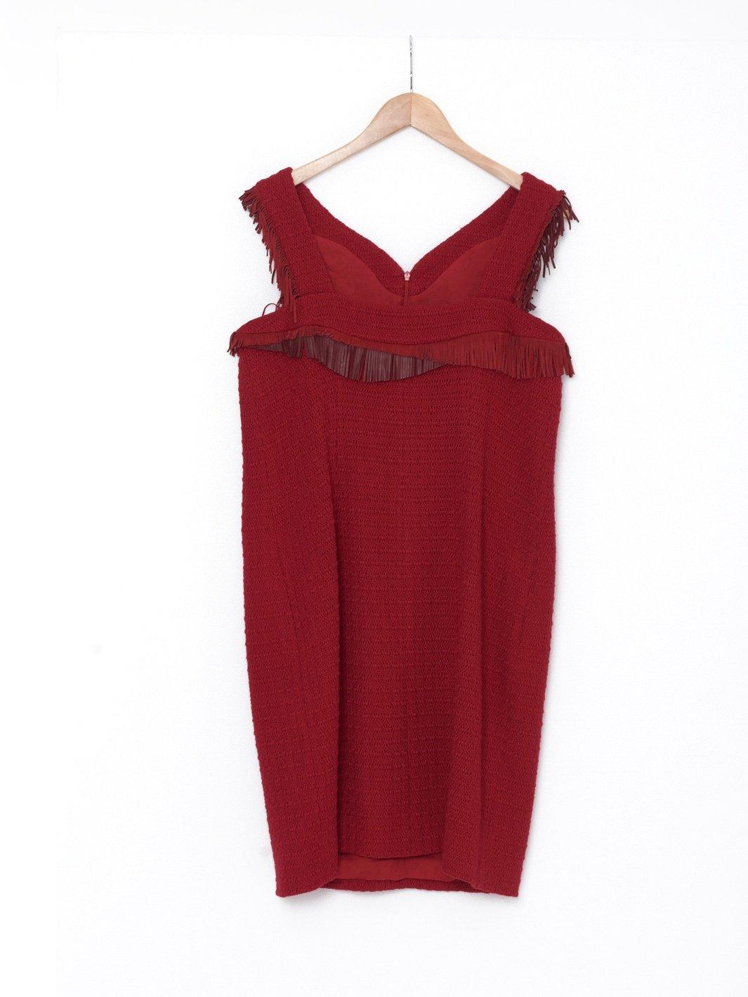 Y2K Chanel red wool sleeveless dress