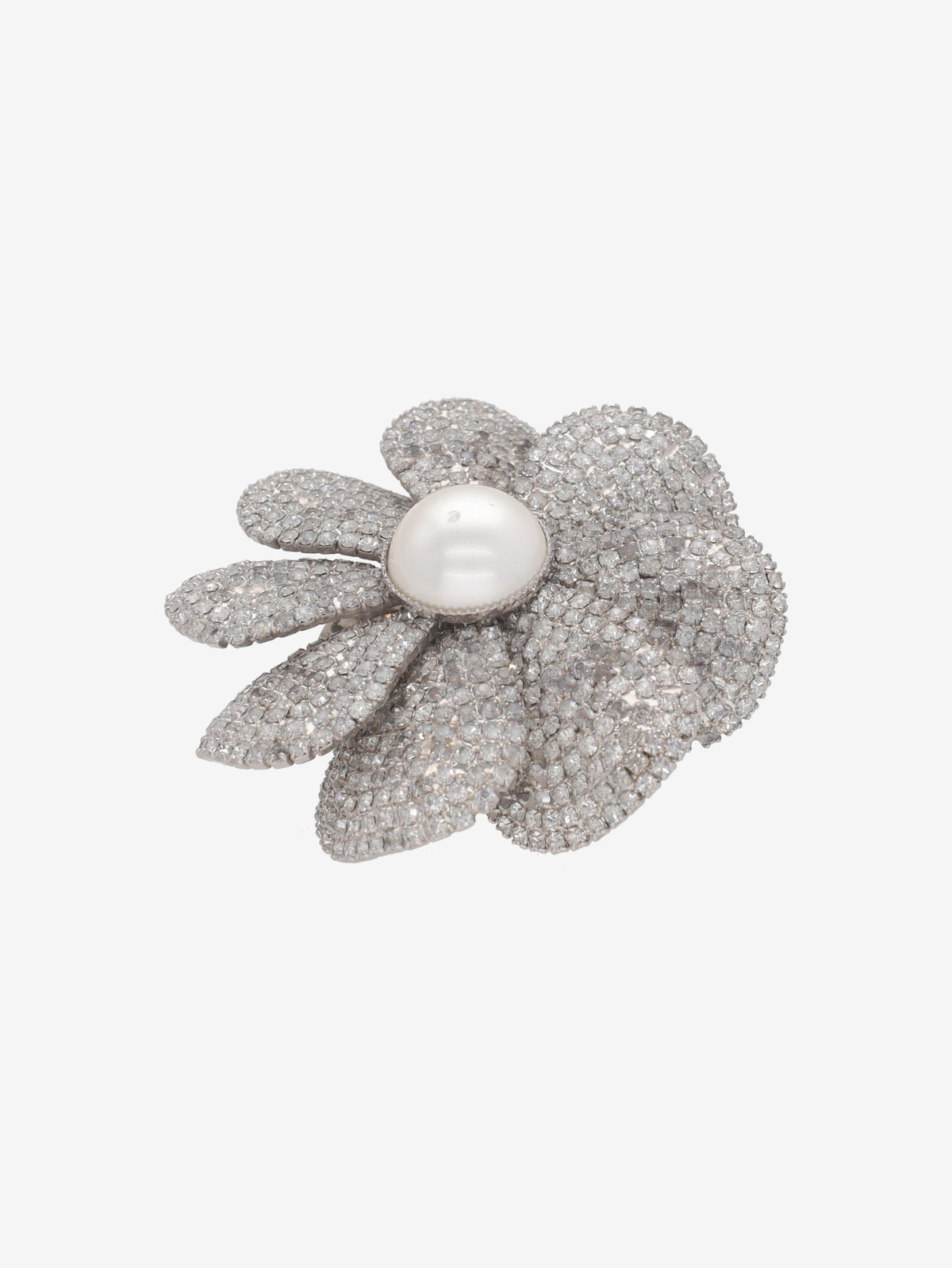 Miu Miu Crystal and Faux Pearl Flower Brooch W13426.87  Miu Miu 