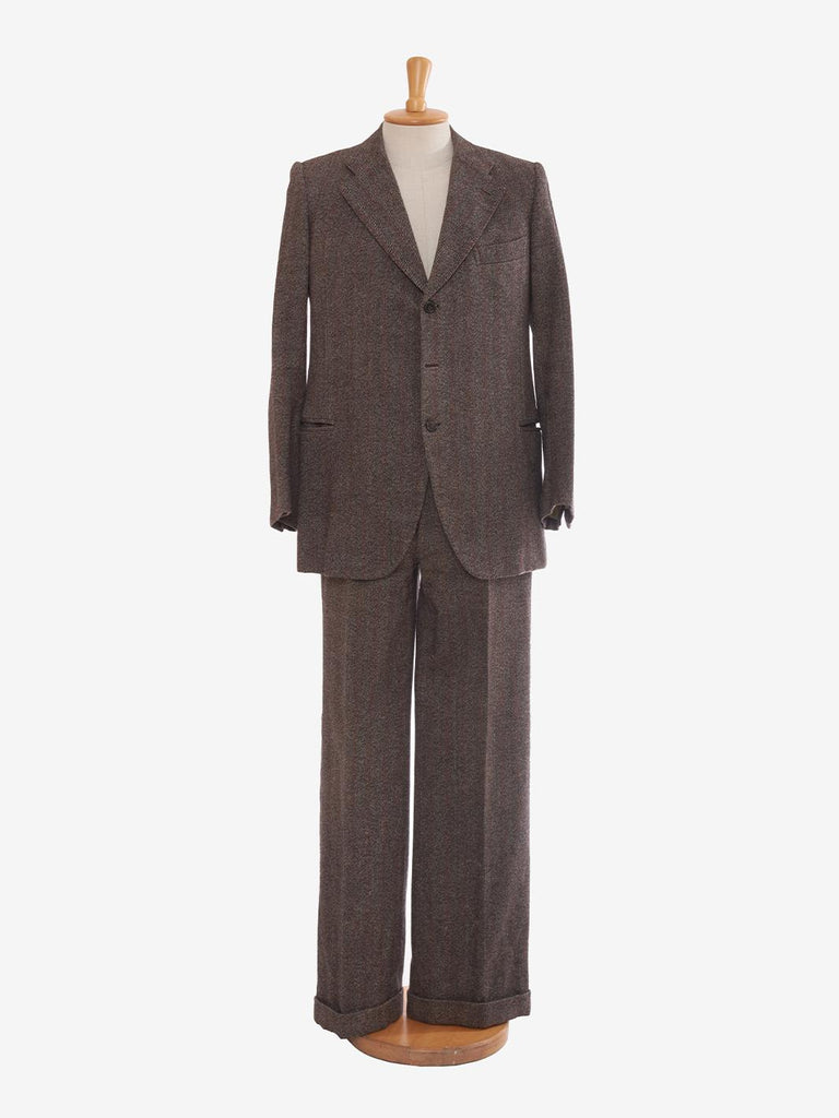 Brown herringbone suit U81_11/18  Vintage 