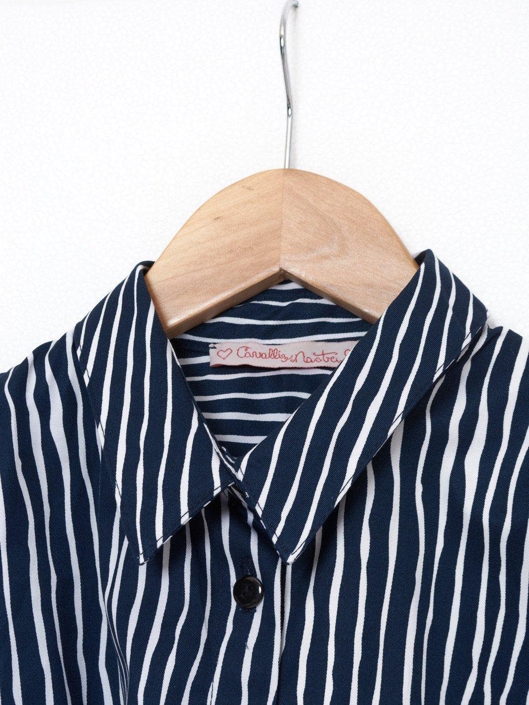 2020 Cavalli e Nastri chemisier dress with blue and white stripes W22070402  Cavalli e Nastri 