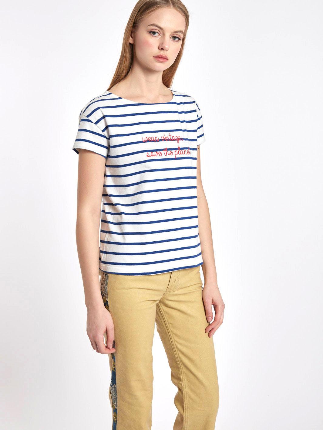 Y2K short sleeve marinière t-shirt customised by cavalli e Nastri 0503221B  Cavalli e Nastri 