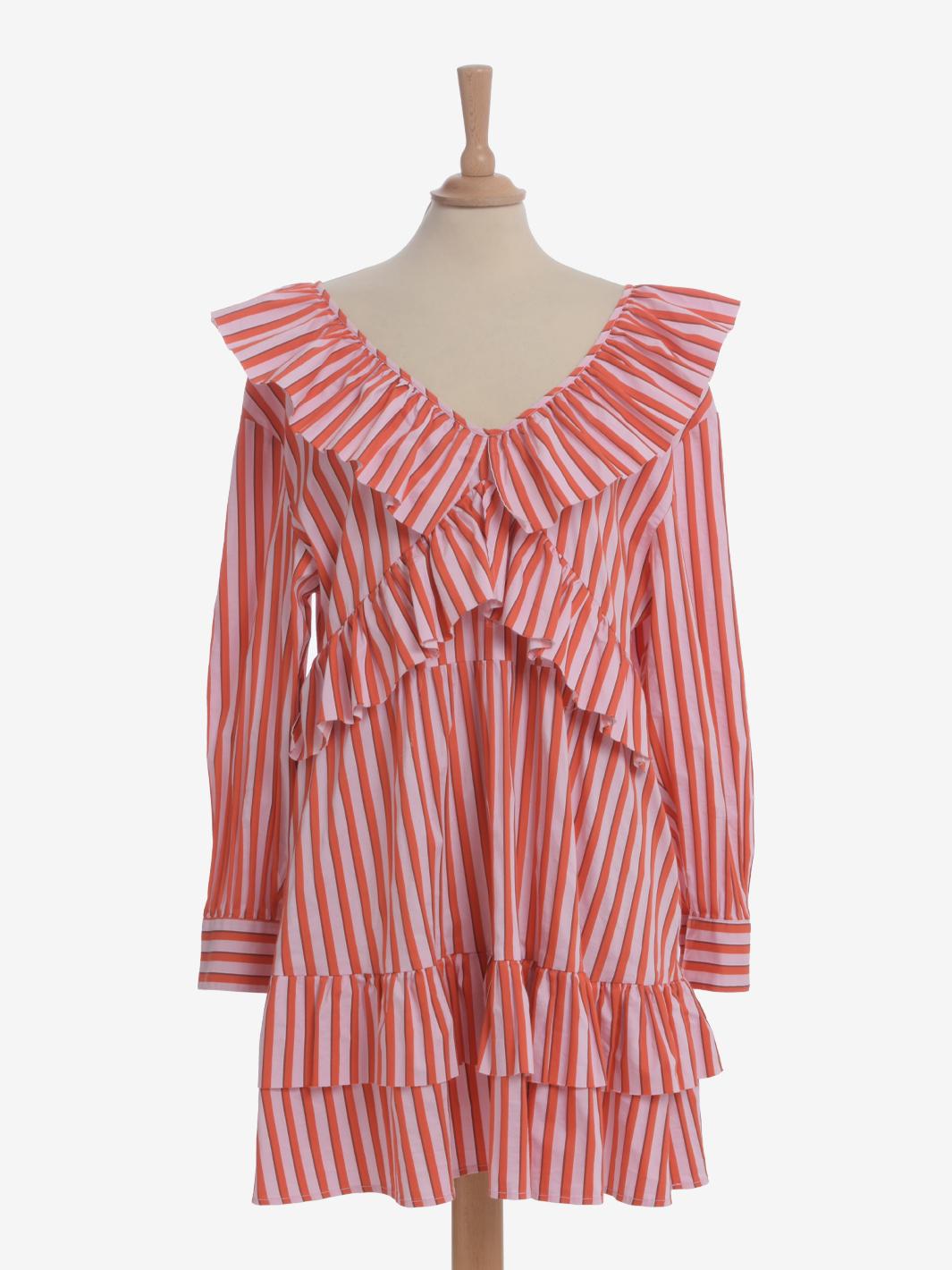 MSGM 条纹中长连衣裙