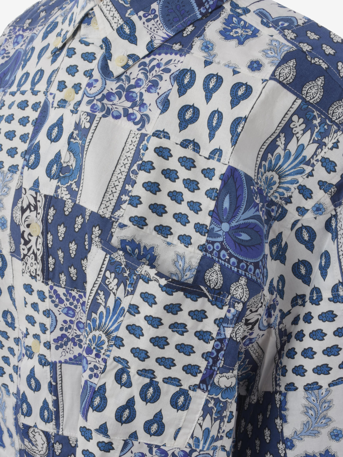 Souleiado Vintage Blue Patchwork Shirt WCV241010277  Souleiado 