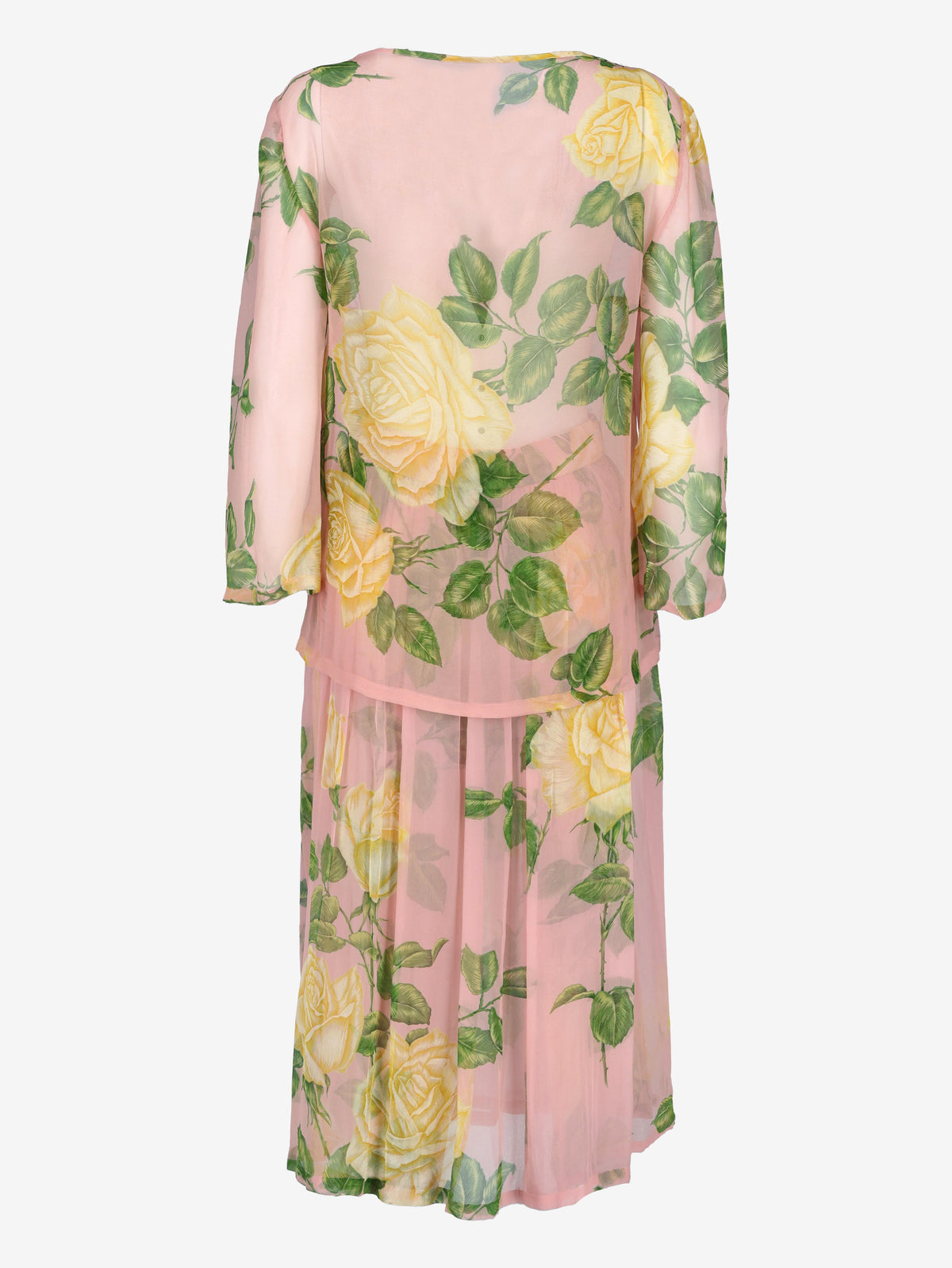 Vintage Silk Skirt & Blouse Set with Rose Print W150626.10  Vintage 