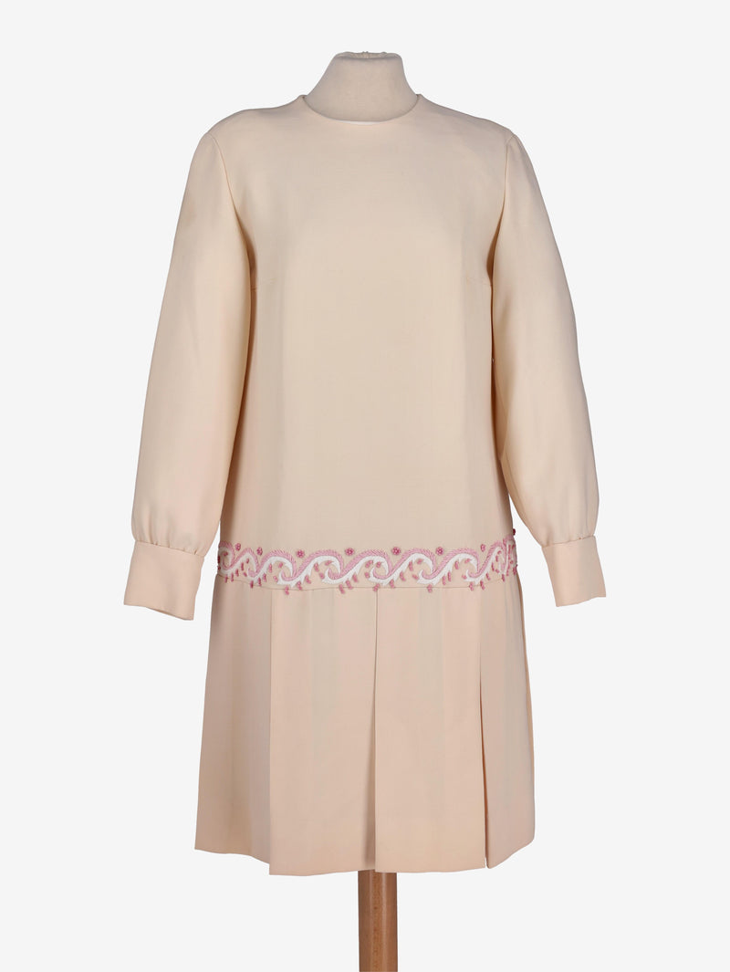 Vintage 1960s/1970s Cream Embroidered Dress Z101223  Vintage 