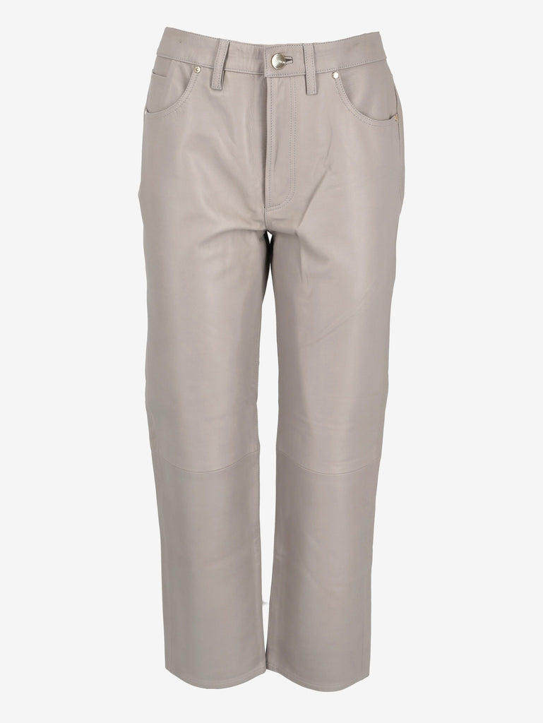 Vintage Grey Leather Straight-Leg Pants W7426.52  Vintage 