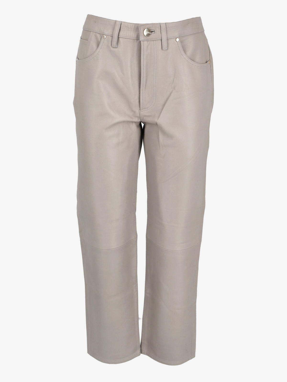 Vintage Grey Leather Straight-Leg Pants W7426.52  Vintage 