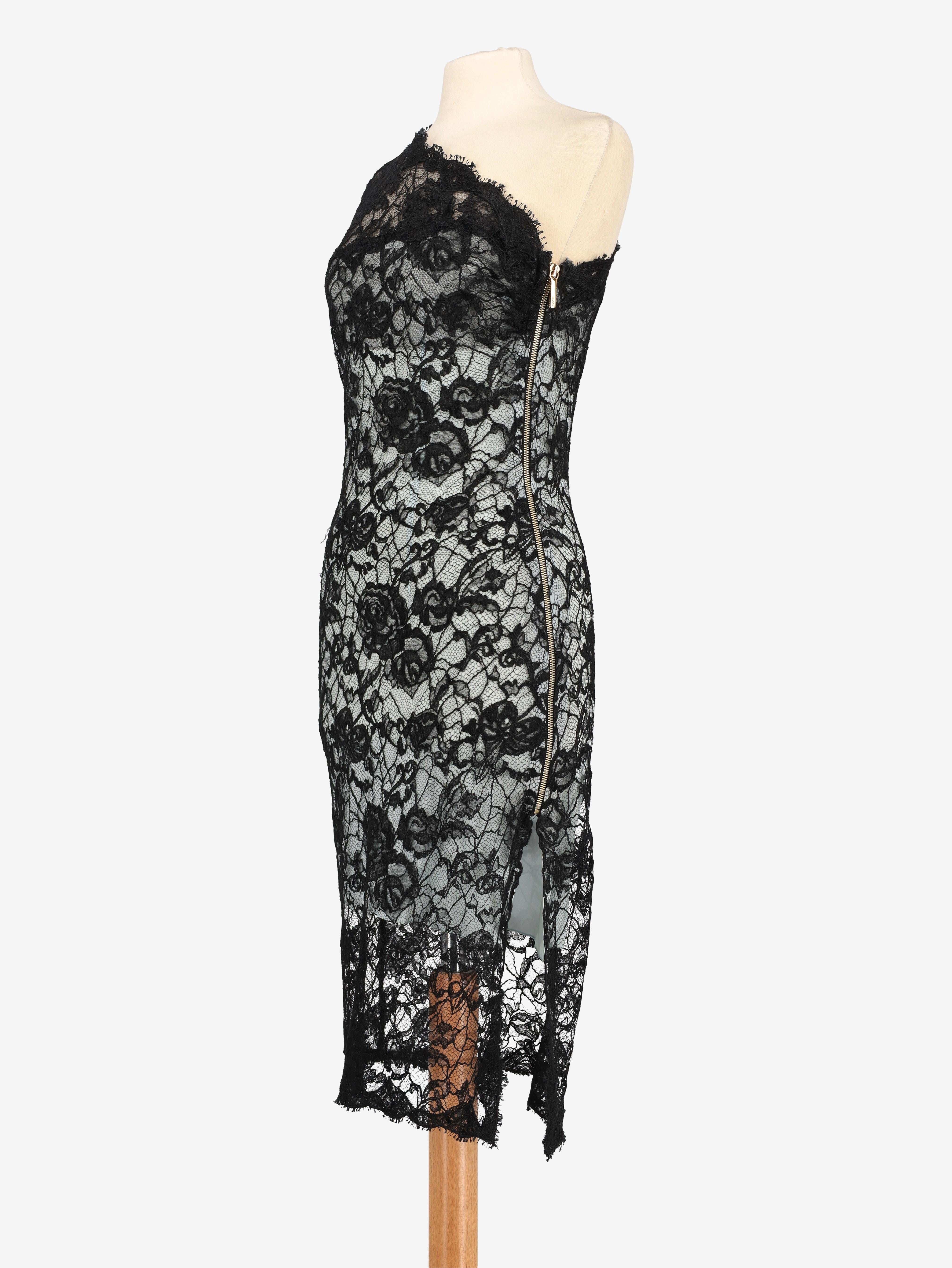 pucci black lace dress Emilio Pucci Black Lace Dress Viscose Size 40 ref.2624874