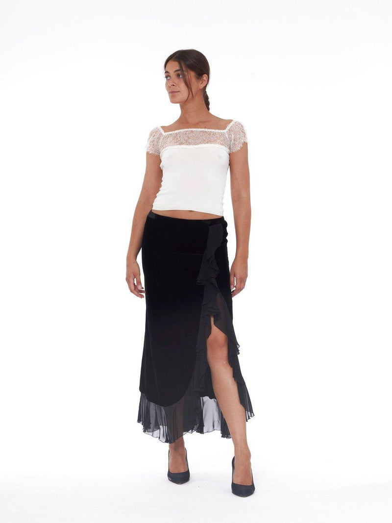 Y2K Armani skirt in black velvet W22060911  Armani Collezioni 