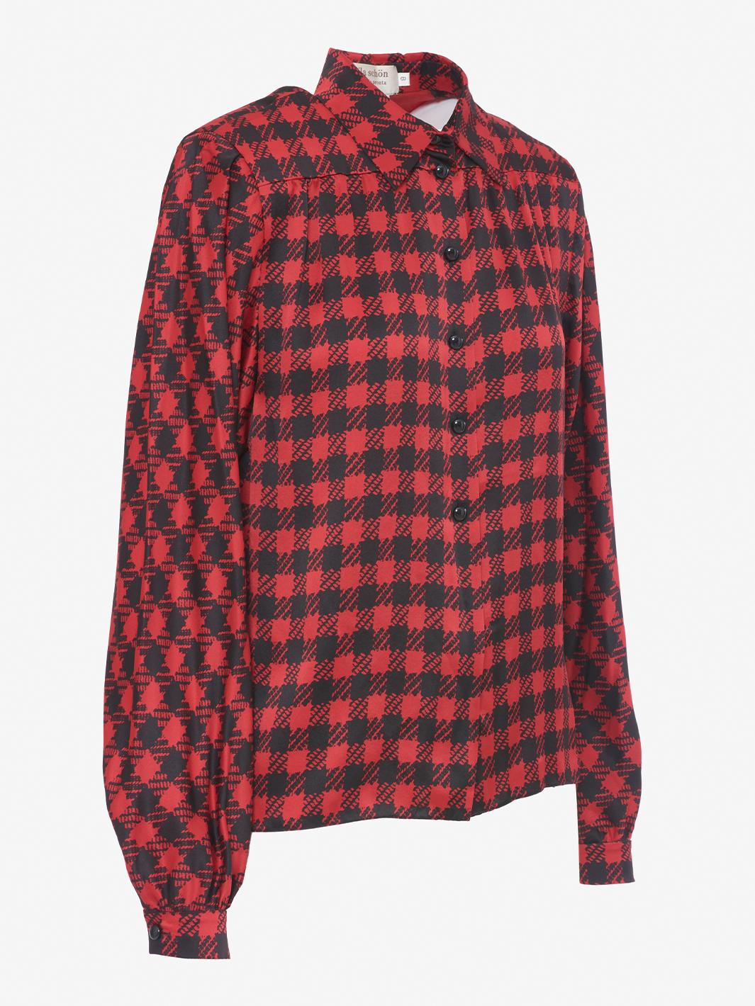 Mila Schön Houndstooth pattern silk skirt and blouse ensemble