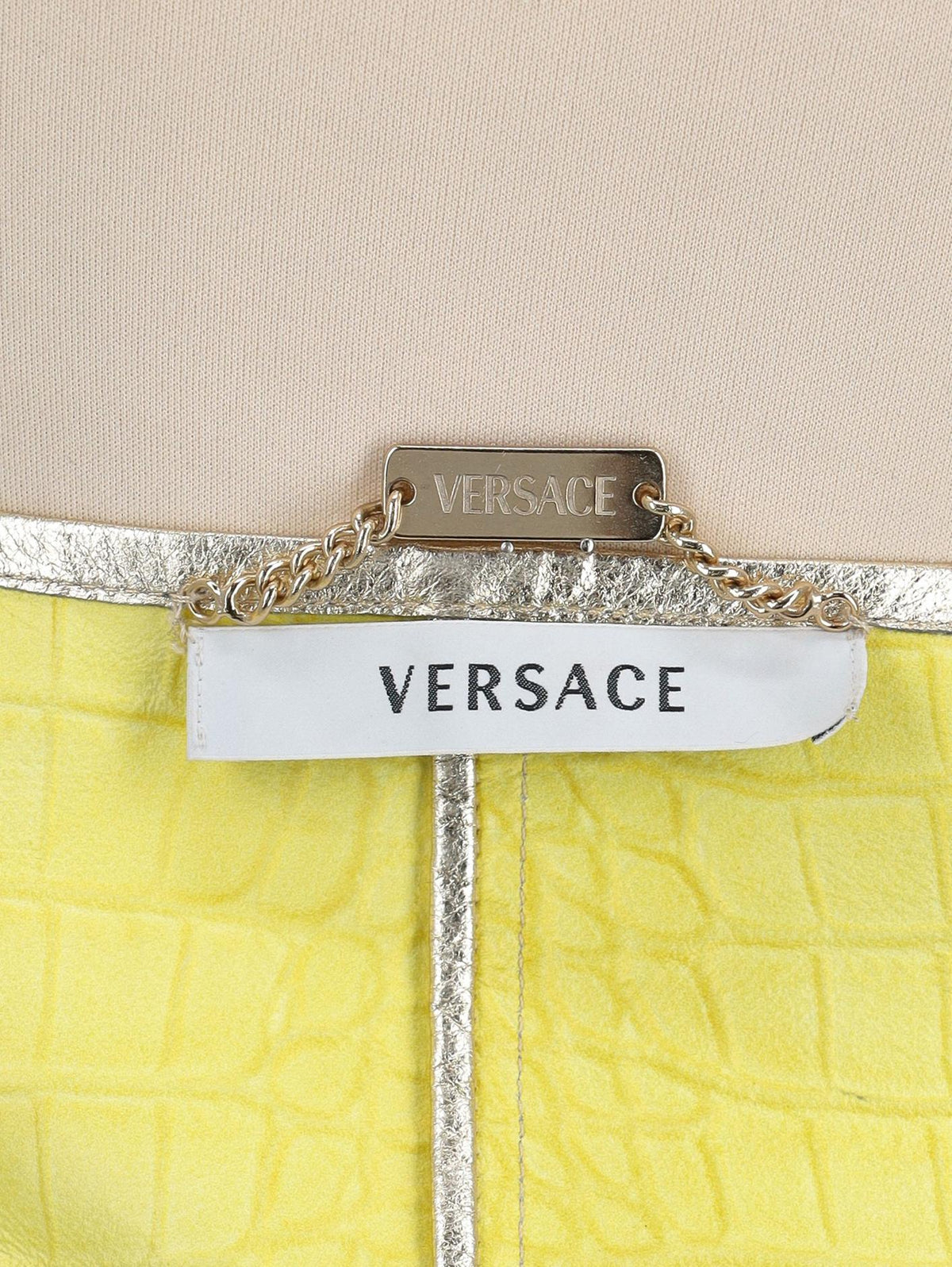 Versace Cocco Gold Leather Overcoat
