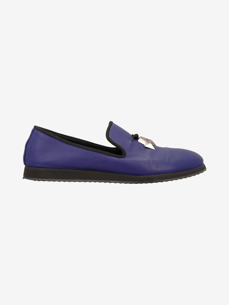 Giuseppe Zanotti Blue Leather Loafers WCV250877.03  Giuseppe Zanotti 