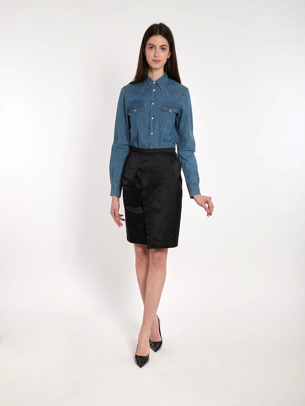 1990s Black Thierry Mugler pencil skirt in silk and cotton M1601902  Thierry Mugler 