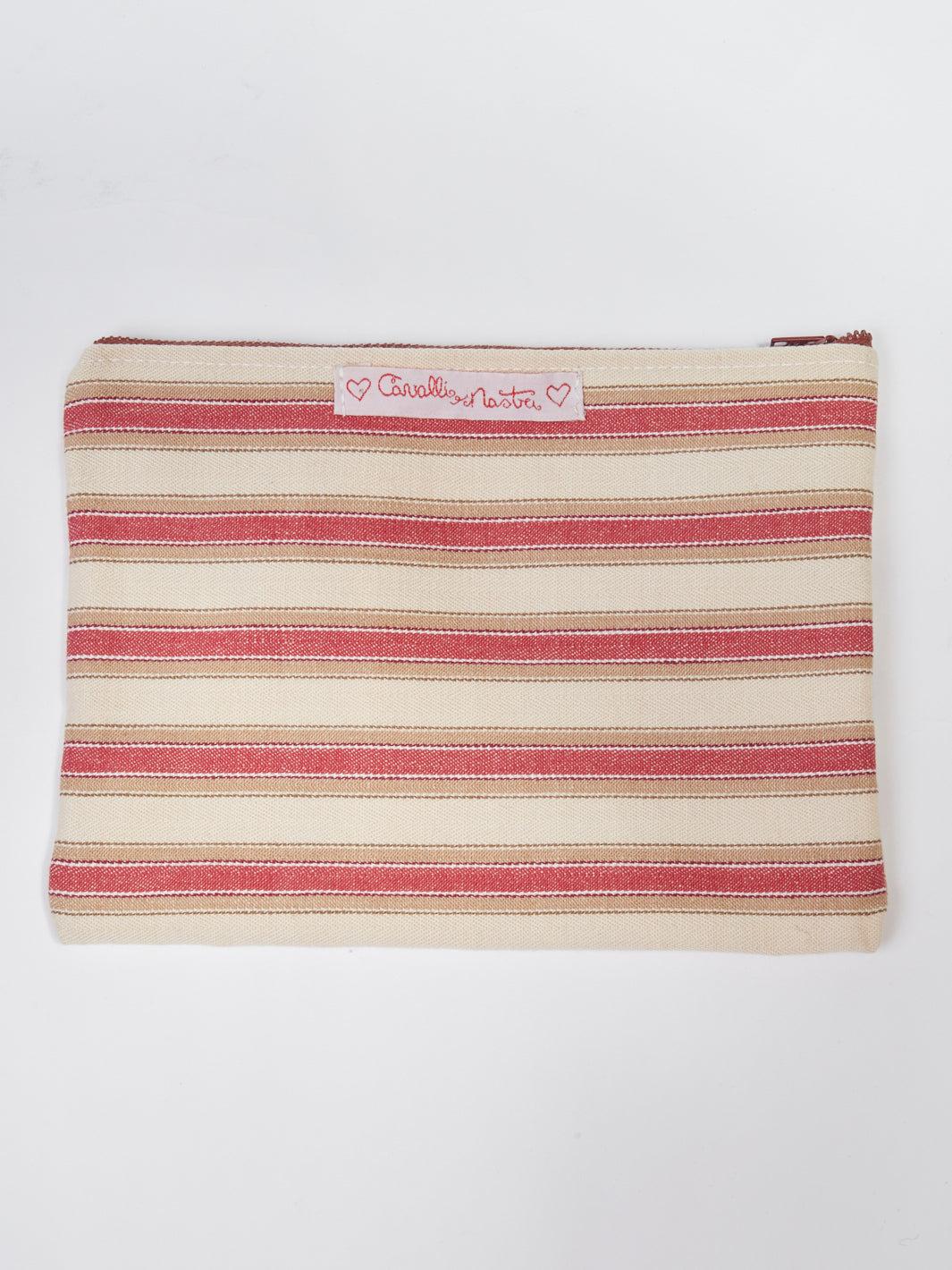 Y2K Cavalli e Nastri canvas clutch and red and cream stripes W22033122  Cavalli e Nastri 