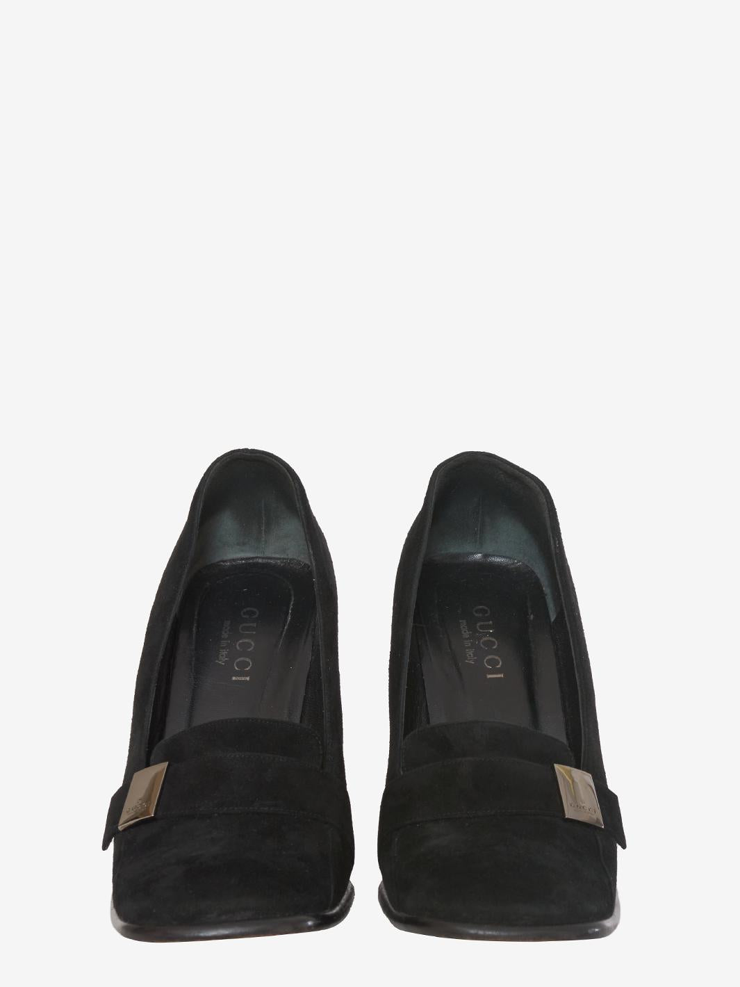 Gucci black velvet heeled loafer WCV23063003  Gucci 