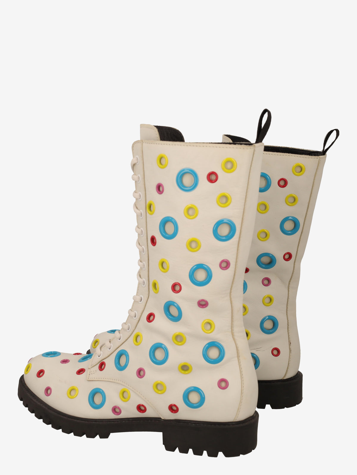 Moschino Combat Boots in White Leather WCV250821.05  Moschino 