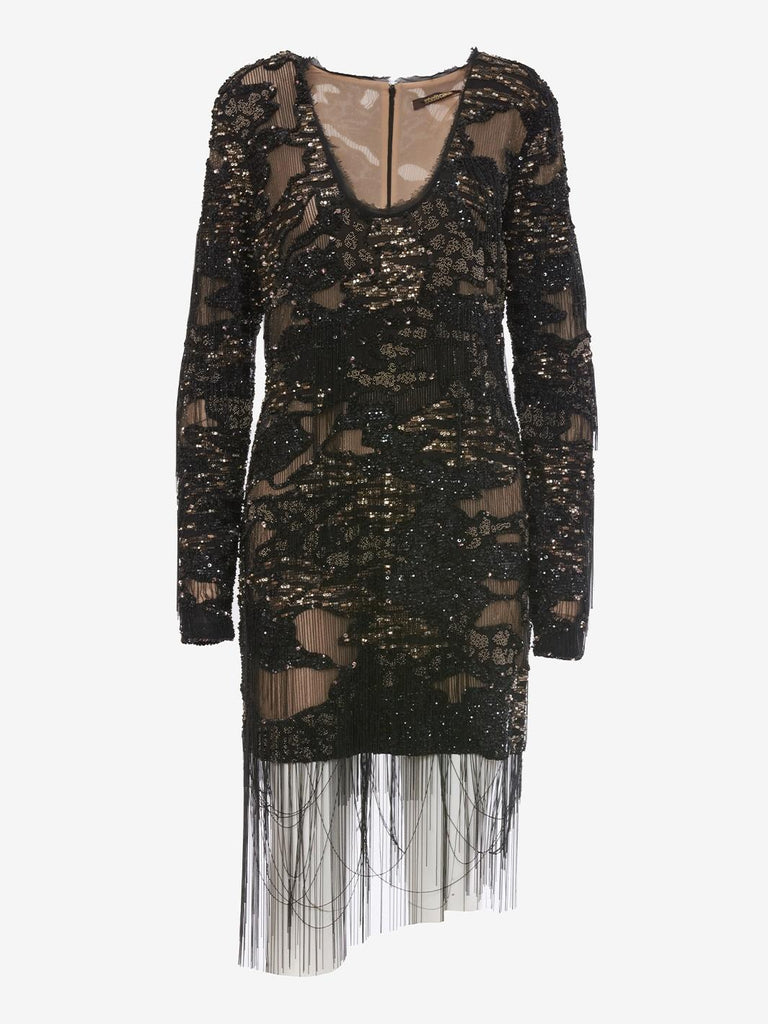 Roberto Cavalli Embroidered Silk Dress with Appliqués W230328.12  Roberto Cavalli 