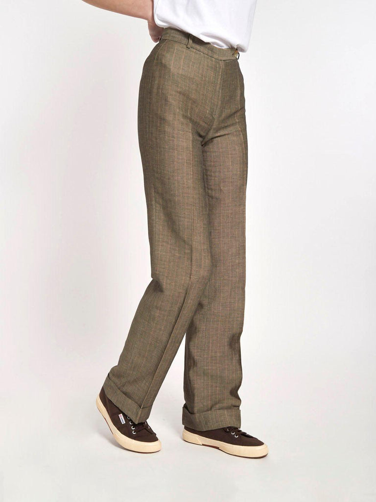 1990s Olivier Valentino pants in grey and brown melange linen MR511298  Oliver by Valentino 