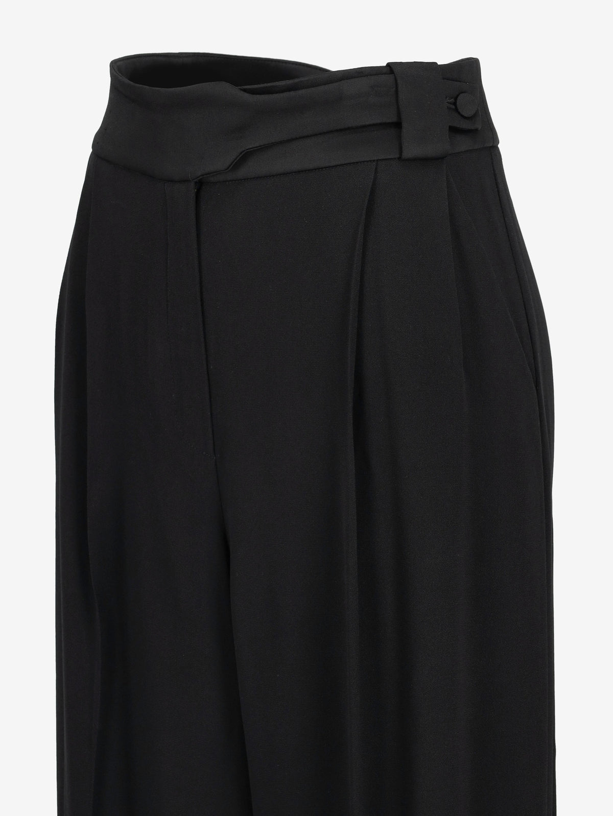 Emporio Armani Wide-Leg Satin-Waistband Trousers W27526.38  Emporio Armani 