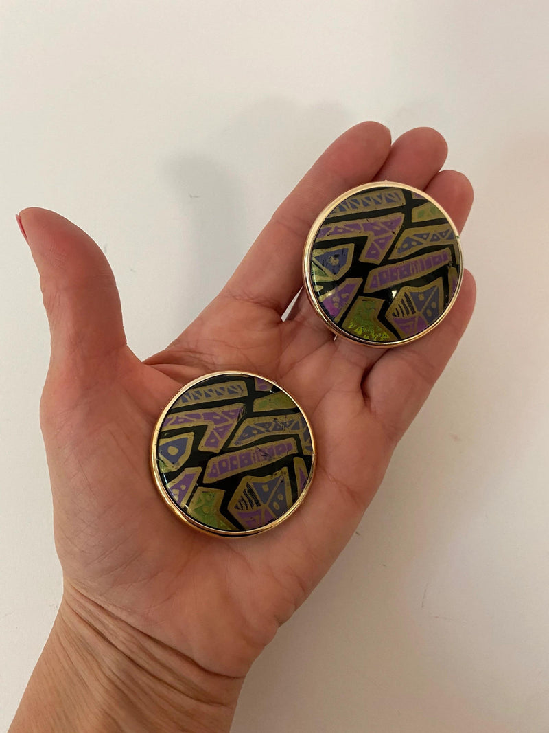 Enrico Coveri Vintage 1980s Clip on Earrings L0000067  Enrico Coveri 